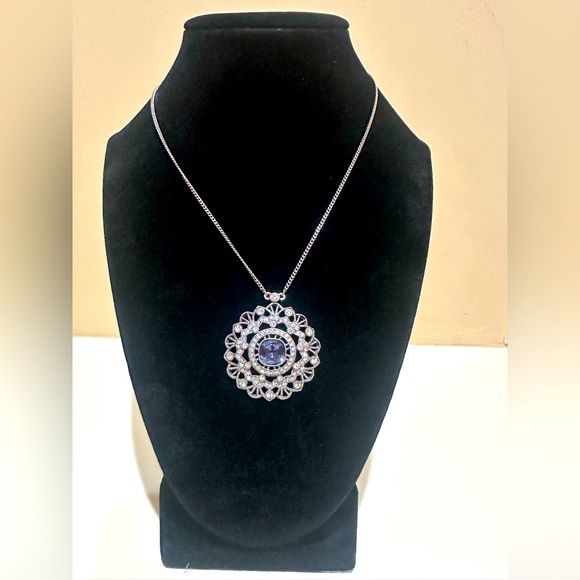 Givenchy Amethyst Floral Crystal 16” Necklace - Picture 1 of 7